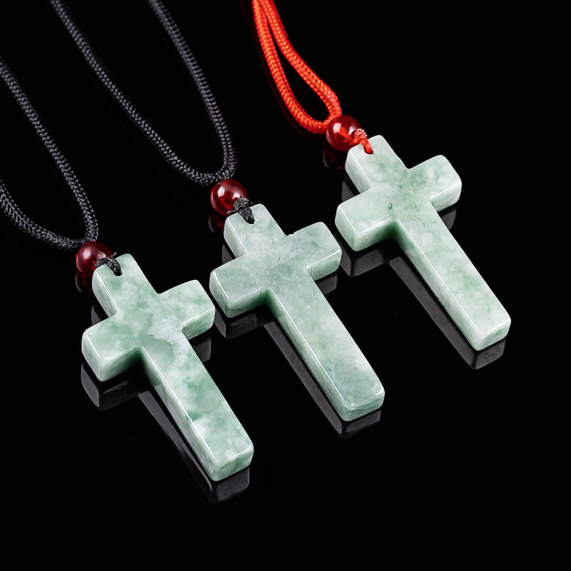 Women Accessories To Gift - Myanmar Jadeite Cross Pendant Necklace Burmese