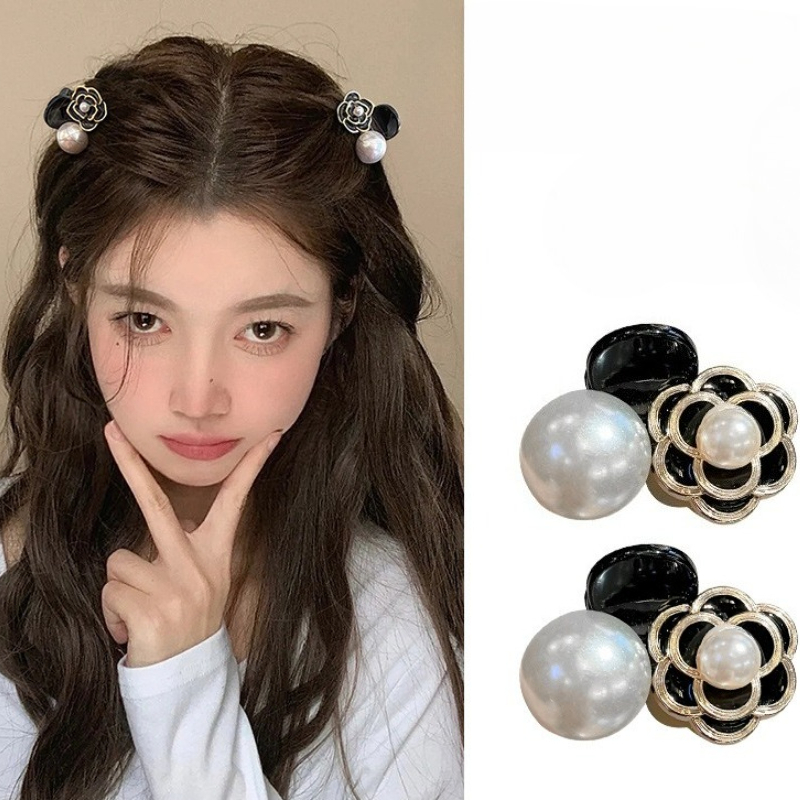 Women Accessories Combo Gift - Black White Pearl Flower Small Hair