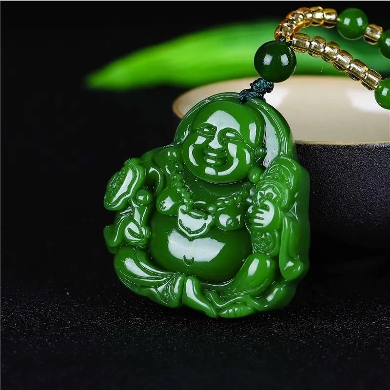 Chinese Green Jade Maitreya Bu - Women Accessories To Gift recension och pris