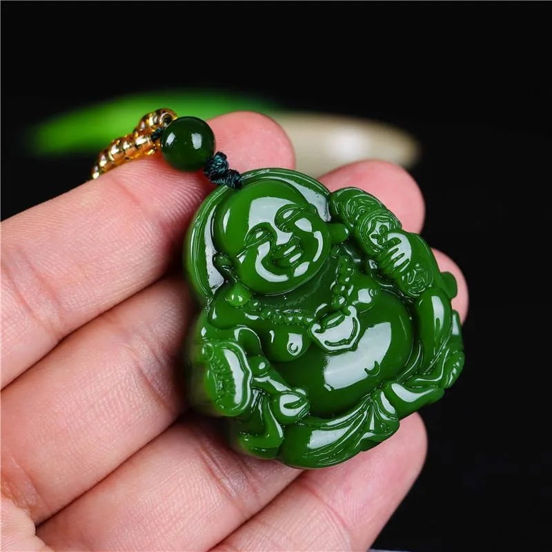 Chinese Green Jade Maitreya Bu - Women Accessories To Gift recension och pris