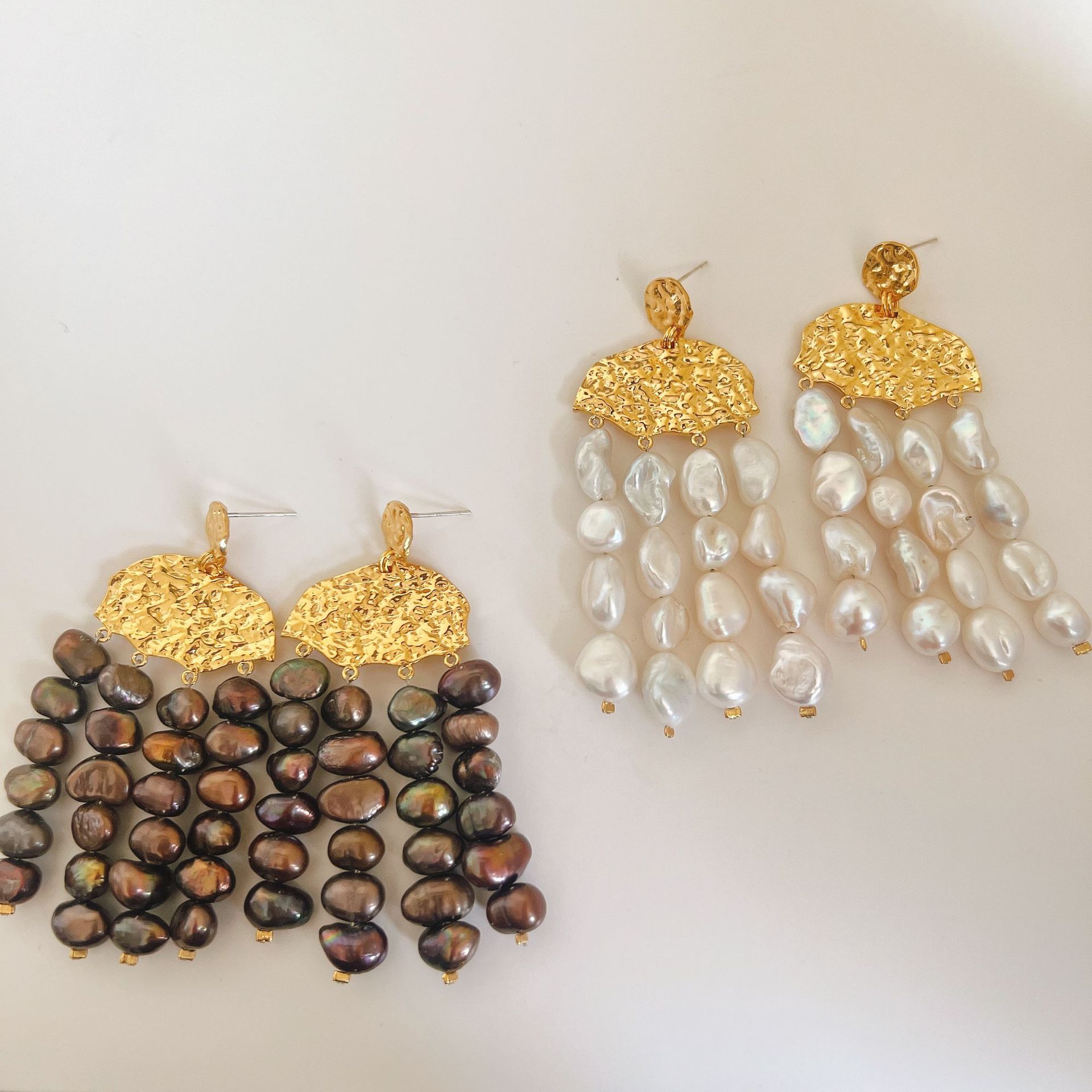 Brass With 18K Gold Real Pearl - Tassel Earrings Boho recension och pris