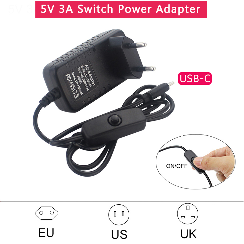 5V 3A Power Supply with ON/OFF - Women Accessories In Uk recension och pris