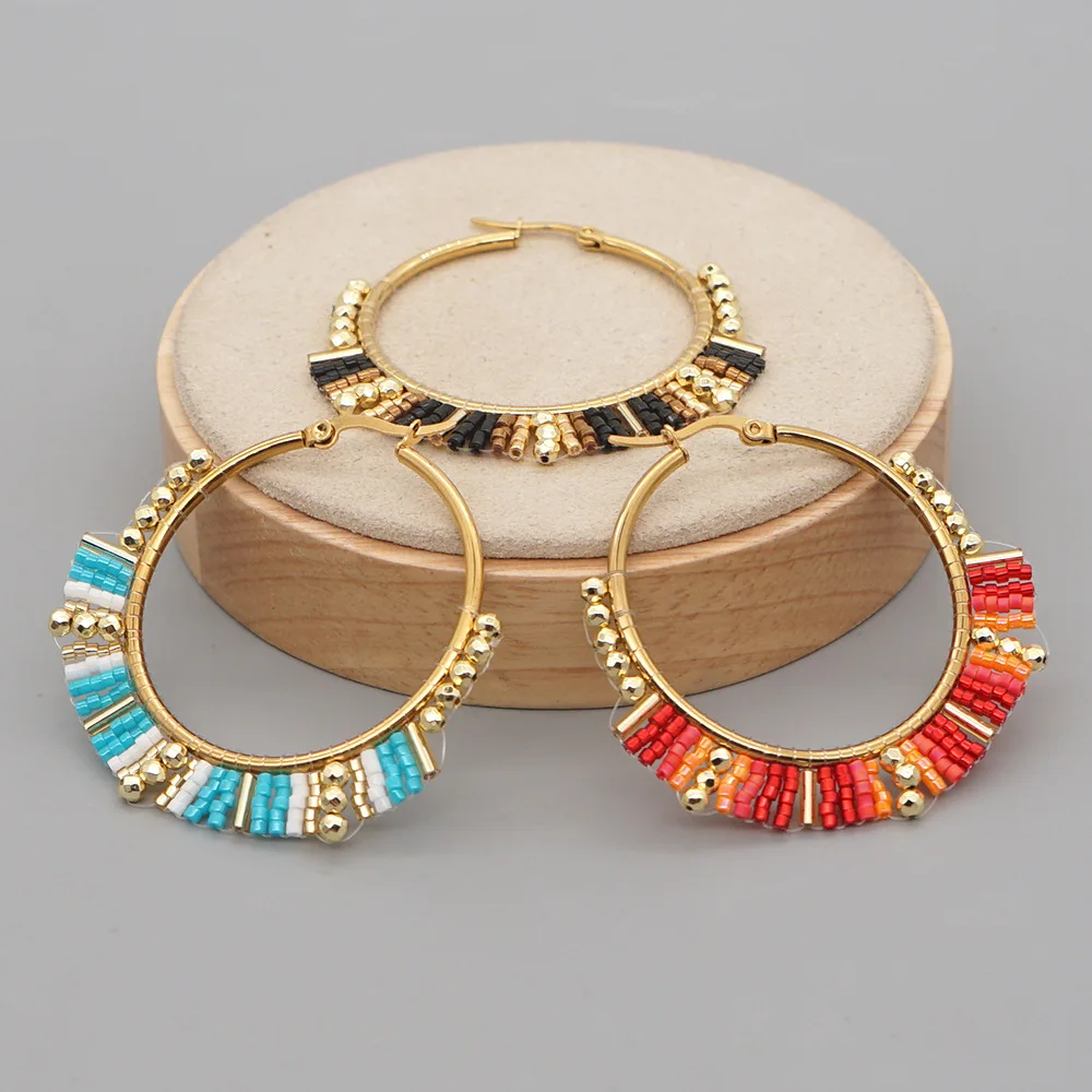 Big Circle Earrings  Hand bead - Tassel Earrings Boho recension och pris