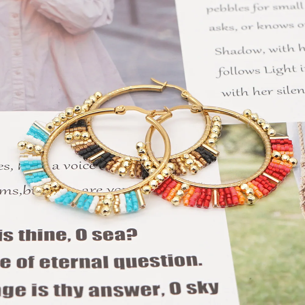 Big Circle Earrings  Hand bead - Tassel Earrings Boho recension och pris