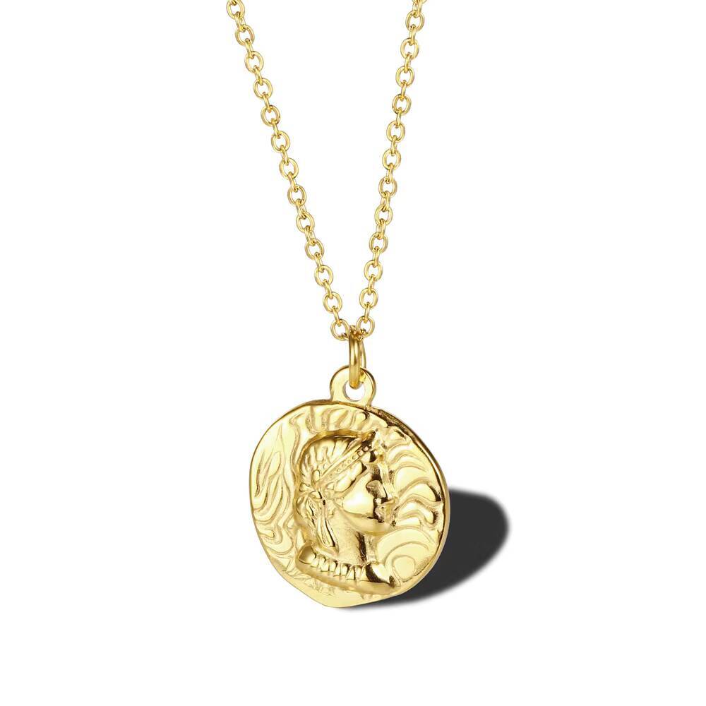 Stainless Steel Gold Plated Qu - Coin Necklace Delicate recension och pris